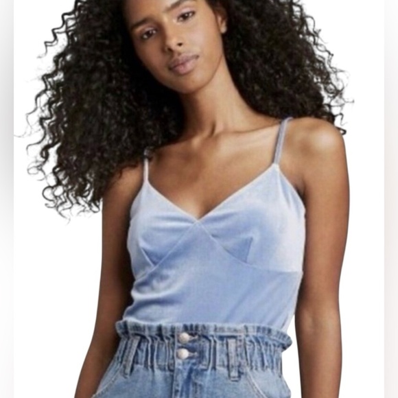 WILD FABLE-Blue Velvet Spaghetti Strap Top - Picture 4 of 5